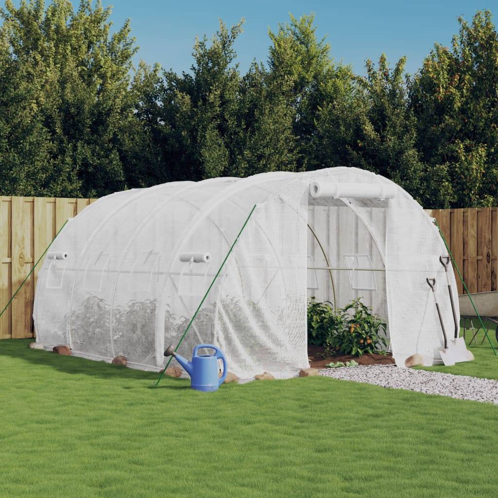 Serre Tunnel Jardin Acier Galvanisé PE Culture Potager Protection Hiver 12m² Blanc - ComfortXL Outdoor Living - Image 1