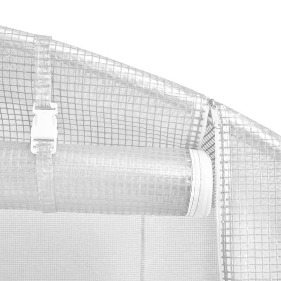 Serre Tunnel Jardin Acier Galvanisé PE Culture Potager Protection Hiver 12m² Blanc - ComfortXL Outdoor Living - Image 8