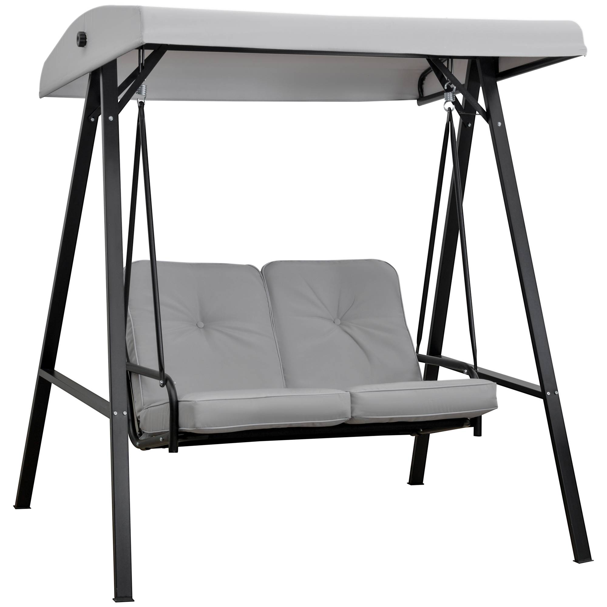 Outsunny - Balancelle de jardin 2 places grand confort coussins d'assise et dossier fournis accoudoirs pare-soleil gris - Outsunny - Imagen 1