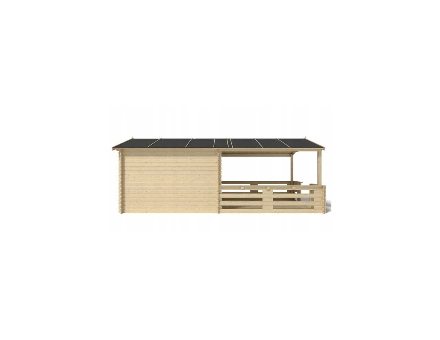 Altanka - Abri de jardin en bois - 3x3 m + terrasse avec balustrade et avant-toit en bois - 18 m2 - DOM530+DOM394+DOM395+POD04 - ALTANKA - Imagen 7