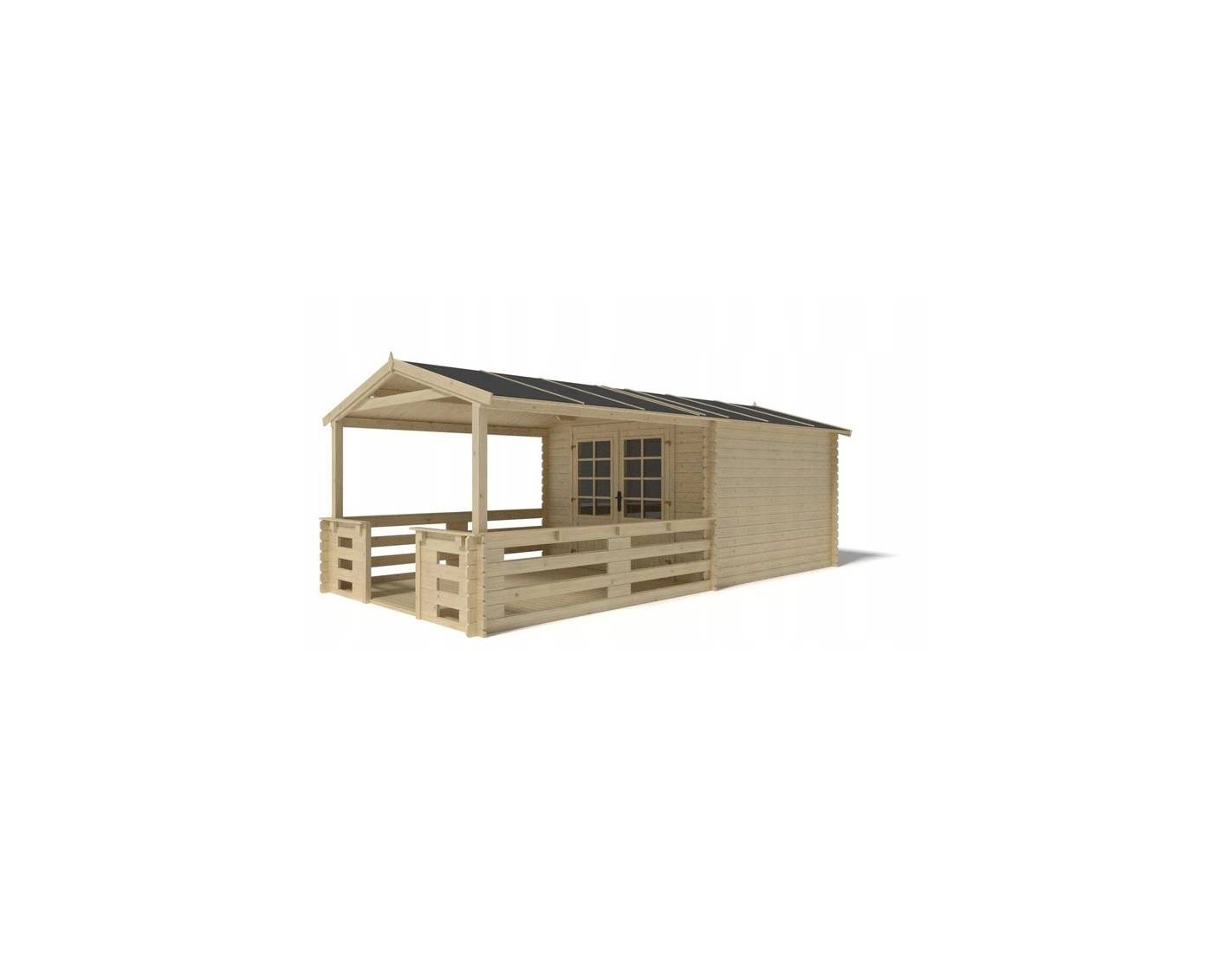 Altanka - Abri de jardin en bois - 3x3 m + terrasse avec balustrade et avant-toit en bois - 18 m2 - DOM530+DOM394+DOM395+POD04 - ALTANKA - Imagen 6