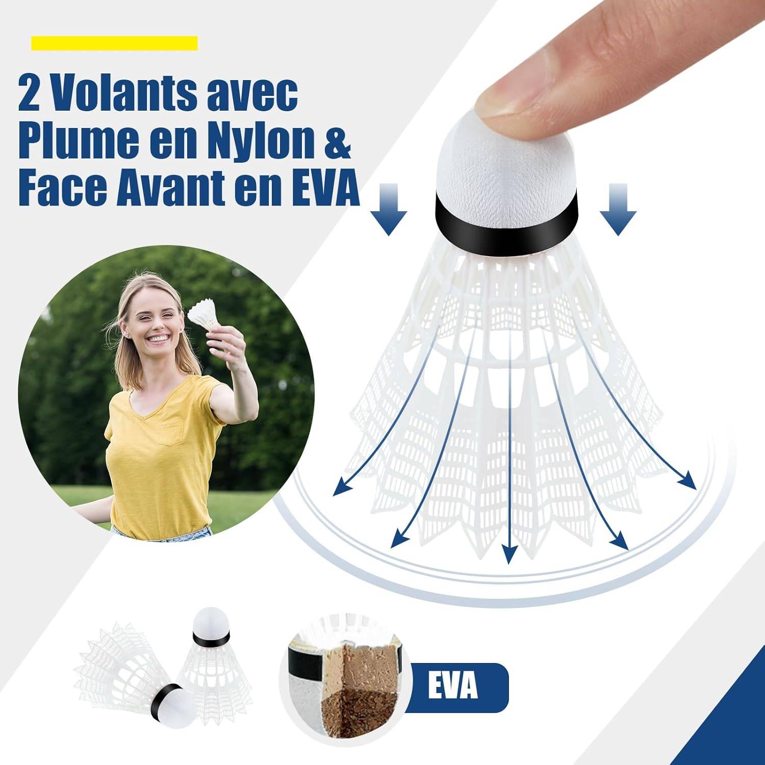 Ensemble de filet de tennis portable à monter/démonter rapidement avec sac de transport – Facile à installer – Filet pour intérieur/tennis/badminton