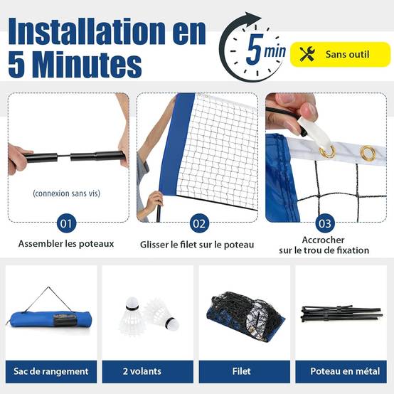 Filet De Badminton Portable Set Badminton Portable Avec Filet Set Filet De Badminton Portable Set Badminton Portable Avec Filet Set