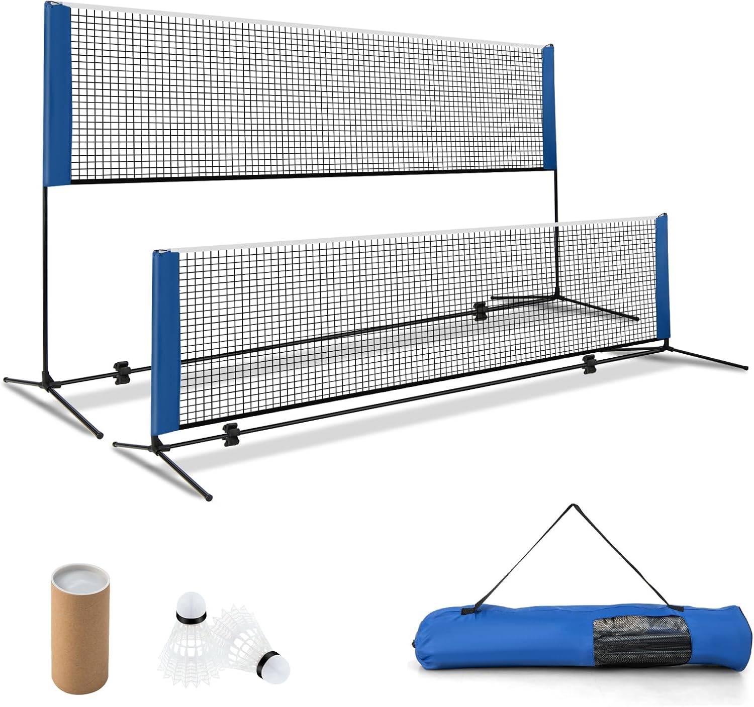 Filet de Badminton Portable 3,1M avec Raquettes, Hauteurs Réglable avec 2 Volants Repose-Pieds Coussinets de Serrage Sac de Transport - Imagen 1