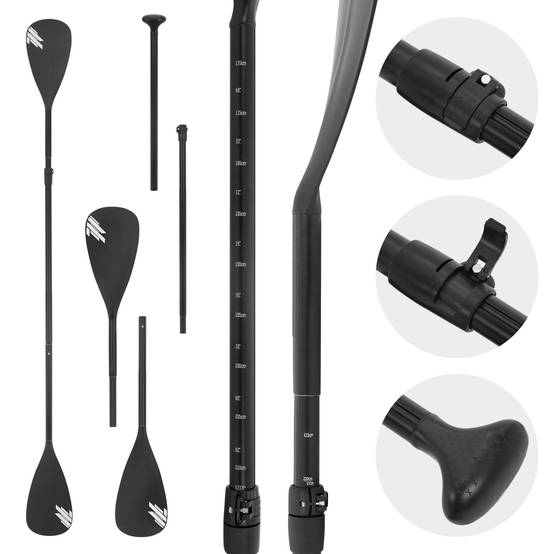 Pagaie de paddle 2 en 1 réglable pour SUP/kayak divisé à 4 sections en aluminium rame télescopique pale en plastique robuste facile à transporter - Image 4