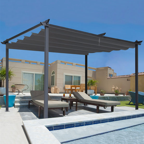 Pergola toit rétractable 4 pieds 3x4 M tonnelle gris anthracite - Image 1