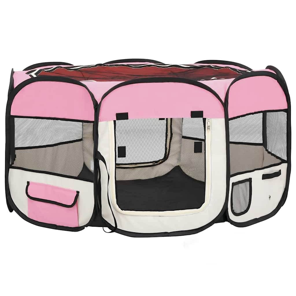 Vidaxl - Parc pliable pour chien avec sac de transport Rose 125x125x61cm vidaXL 171011 - Imagen 2