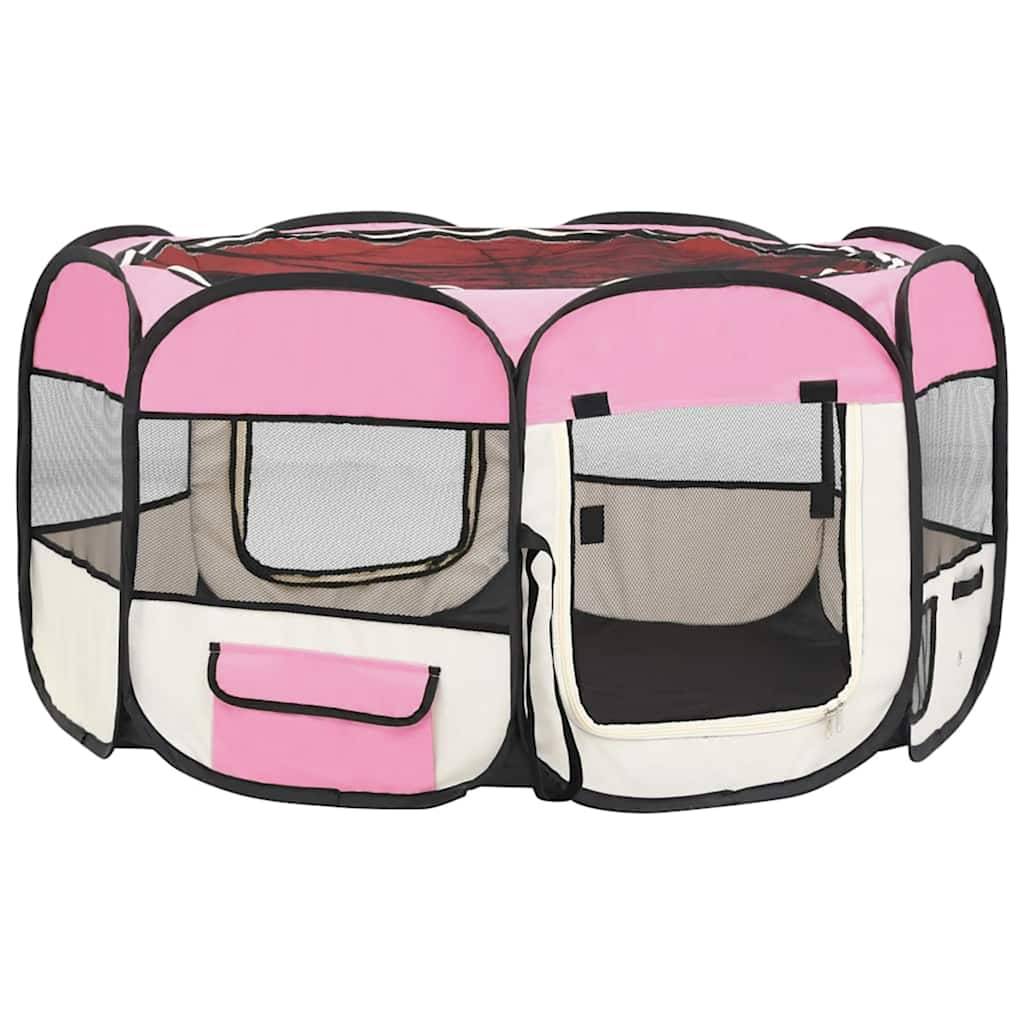 Vidaxl - Parc pliable pour chien avec sac de transport Rose 125x125x61cm vidaXL 171011 - Imagen 5