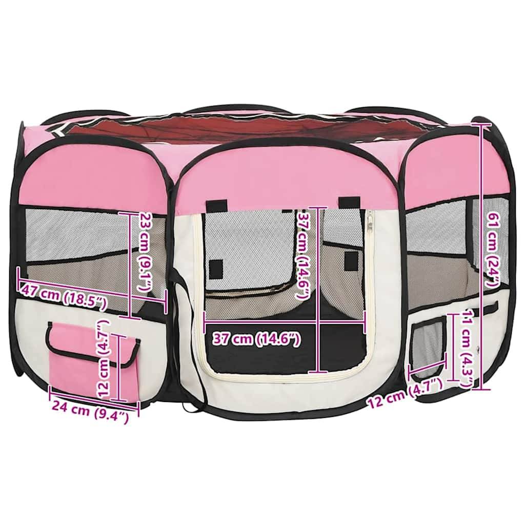 Vidaxl - Parc pliable pour chien avec sac de transport Rose 125x125x61cm vidaXL 171011 - Imagen 3