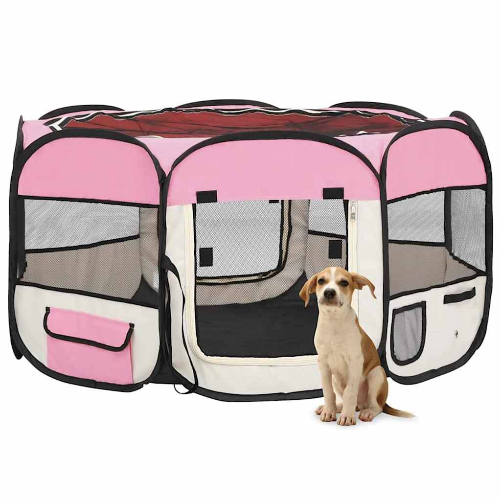 Vidaxl - Parc pliable pour chien avec sac de transport Rose 125x125x61cm vidaXL 171011 - Imagen 1