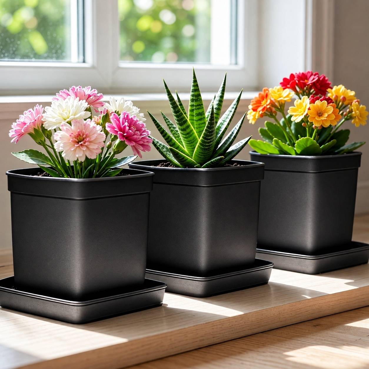 Soucoupes Carrées pour Plantes avec Plat de Rétention d'Eau Lot de 5 - Image 3
