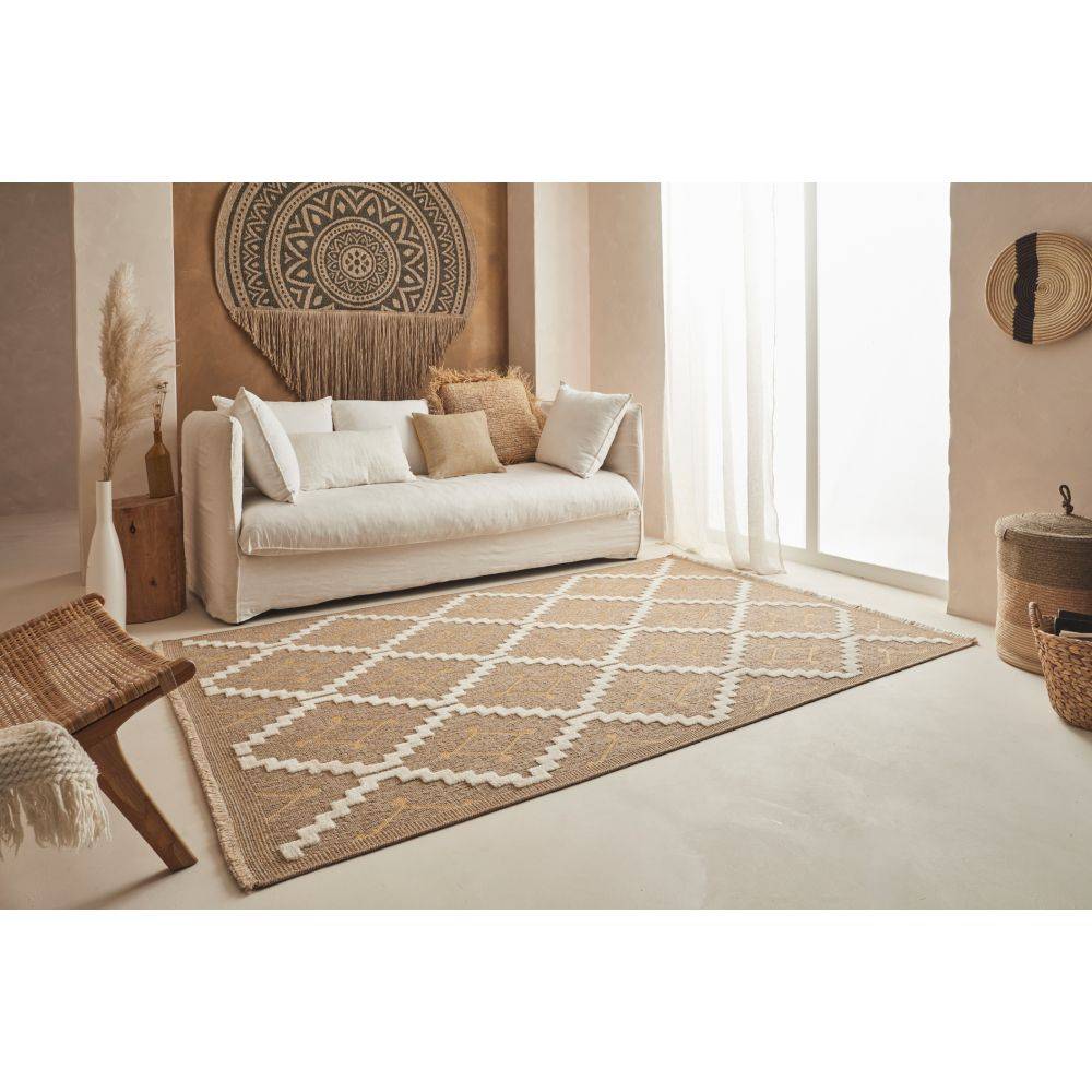 Jardindeco - Tapis intérieur extérieur aspect jute jaune Tijuana 9041 290 x 200 cm - Imagen 2