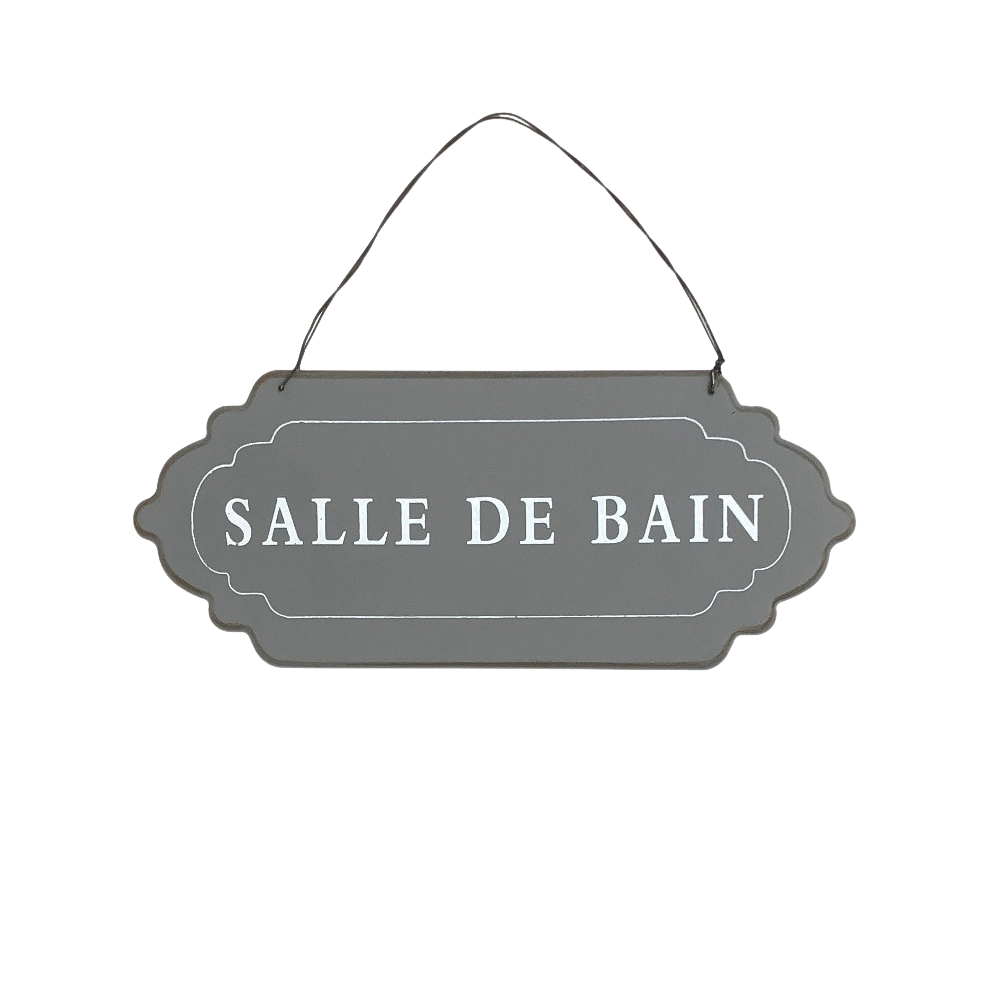 ~ Plaque de porte décorative vintage salle de bain fer gris 25x11cm Chemin de campagne - Imagen 1