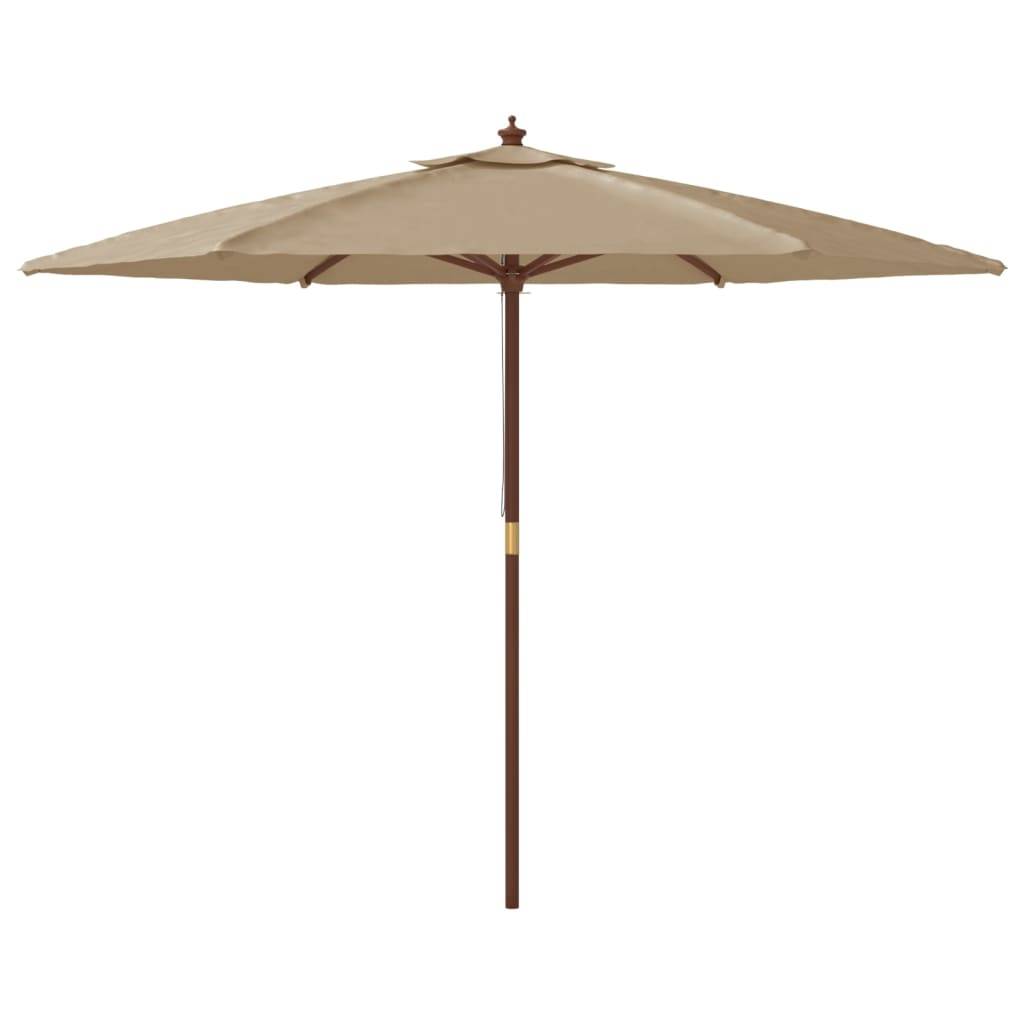 Helloshop26 - Parasol mobilier de jardin avec mât en bois 299 x 240 cm taupe - Imagen 2