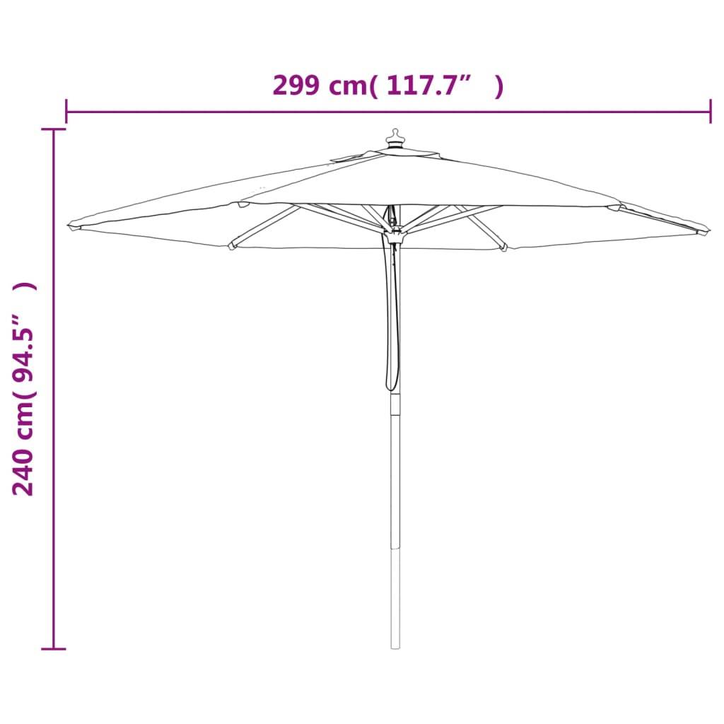 Helloshop26 - Parasol mobilier de jardin avec mât en bois 299 x 240 cm taupe - Imagen 5