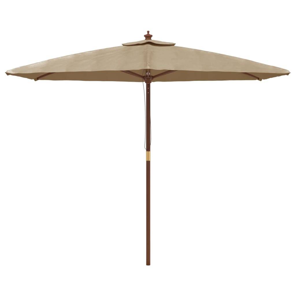 Helloshop26 - Parasol mobilier de jardin avec mât en bois 299 x 240 cm taupe - Imagen 1