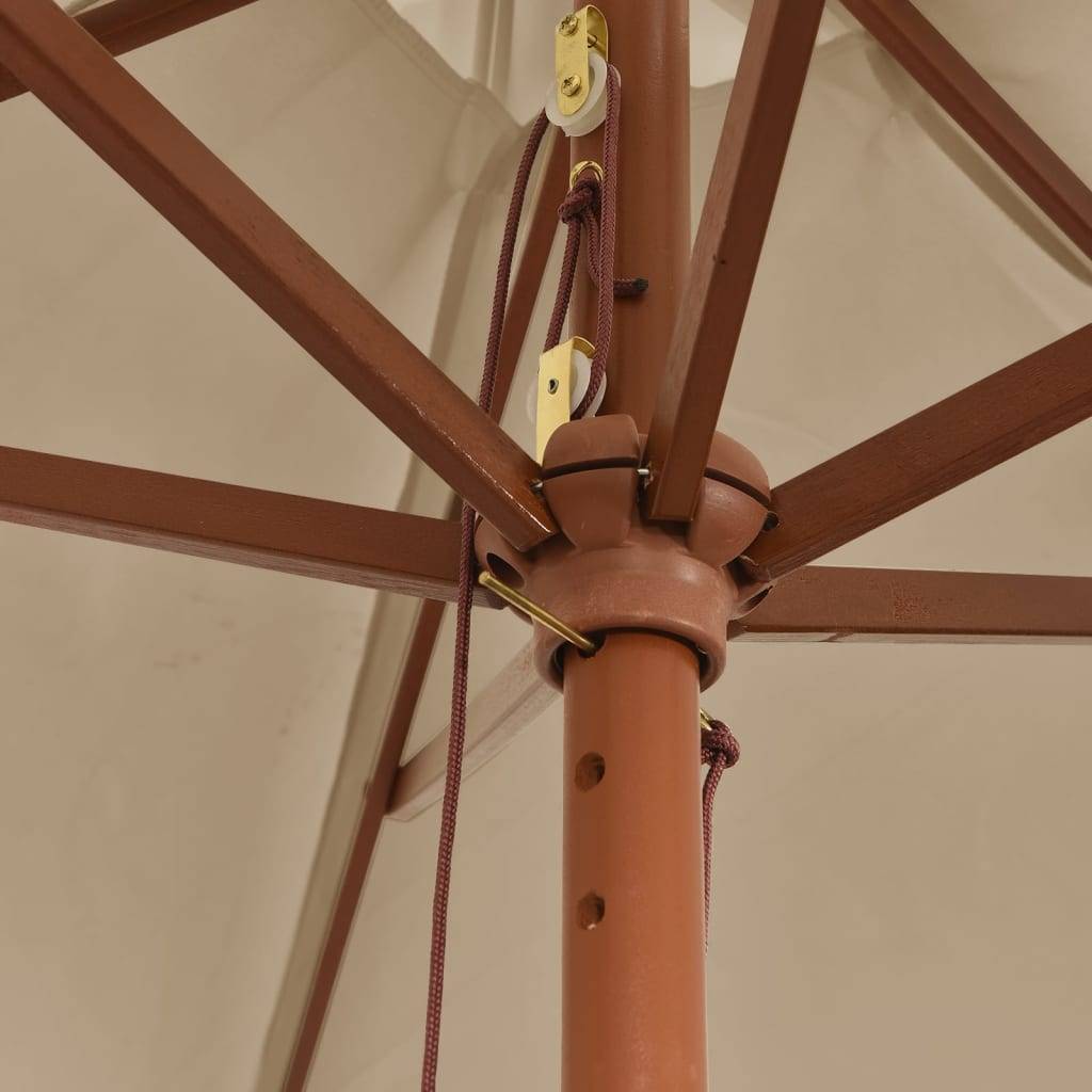 Helloshop26 - Parasol mobilier de jardin avec mât en bois 299 x 240 cm taupe - Imagen 4