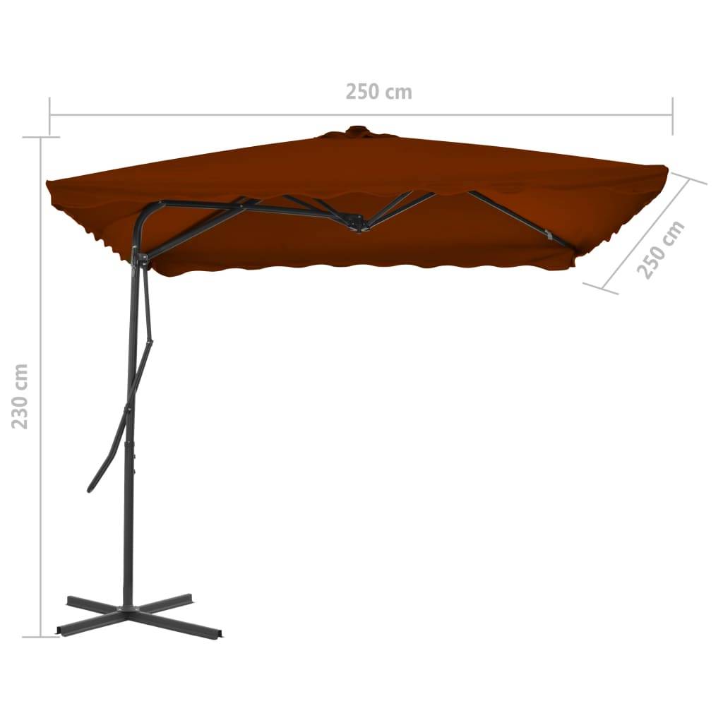 Helloshop26 - Parasol d'extérieur avec mât en acier 250 x 250 x 230 cm orange foncé - Imagen 6