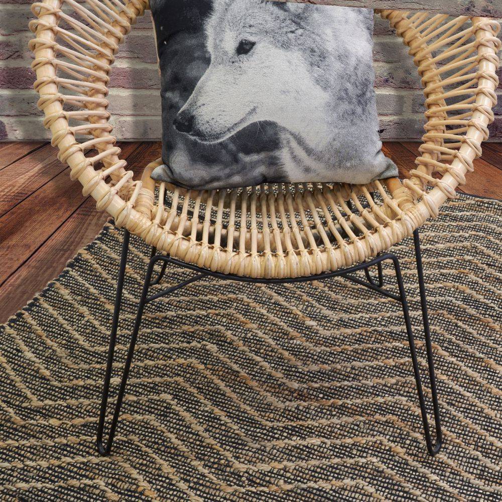 Aubry Gaspard - Tapis en jute et coton naturels Zig-zag Naturel et marron - 160 x 230 cm - Imagen 2