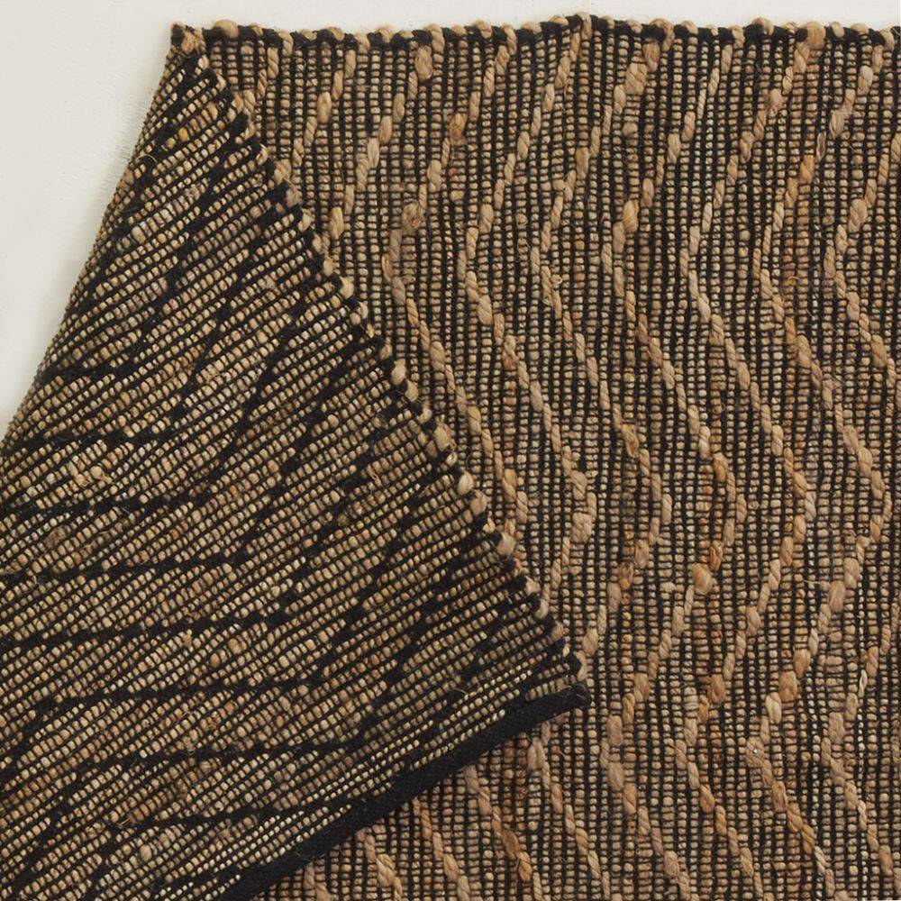 Aubry Gaspard - Tapis en jute et coton naturels Zig-zag Naturel et marron - 160 x 230 cm - Imagen 3