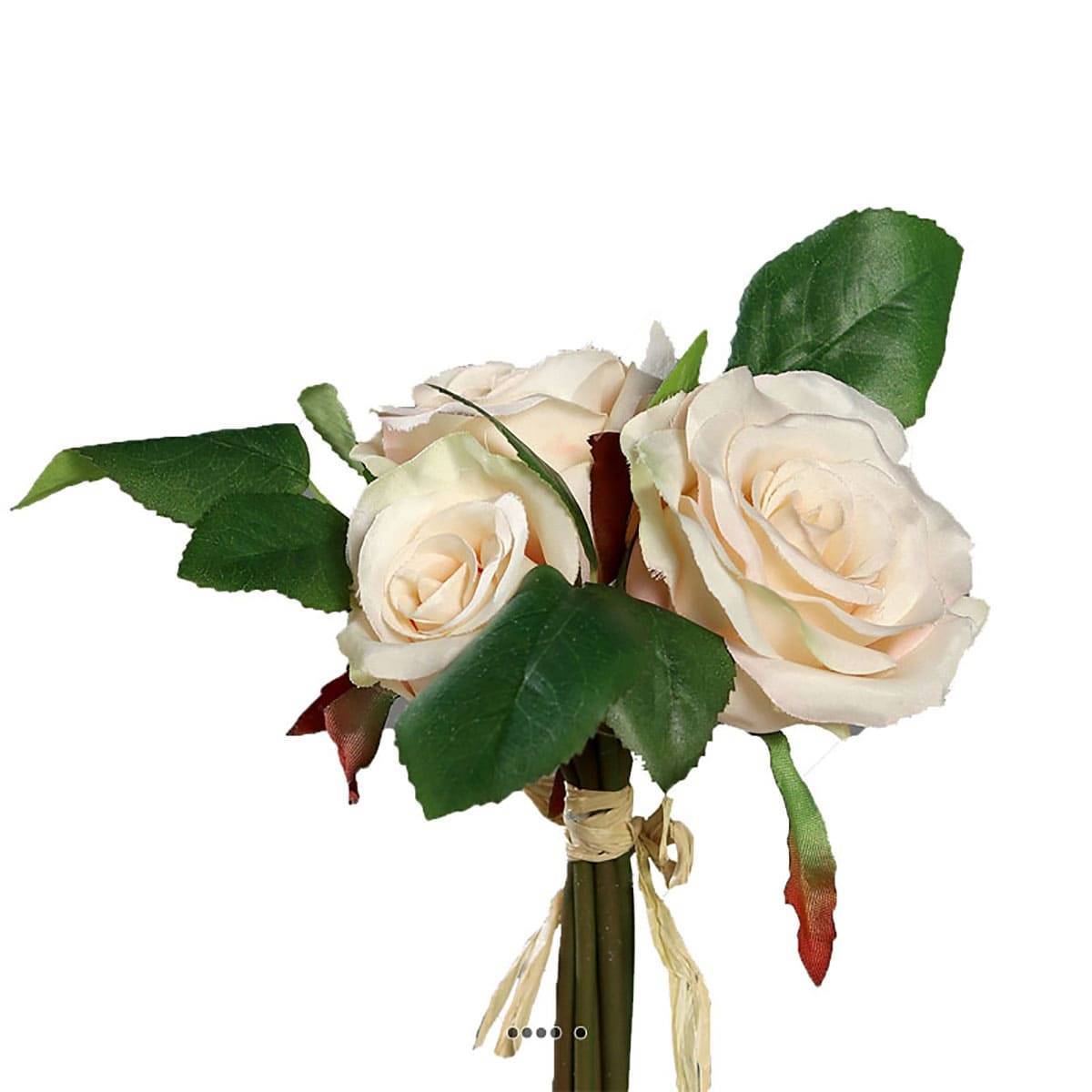 Artificielles - Adorable petit bouquet de fausses roses 3 têtes H 17 cm Crème - couleur: Crème - Imagen 1