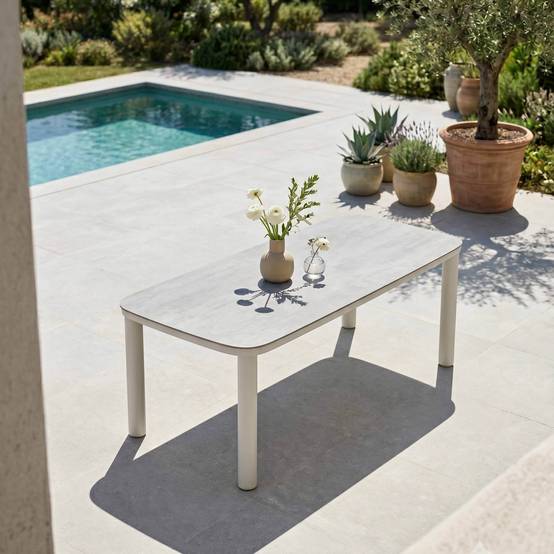 Oviala - Table de jardin structure en aluminium 8 personnes L213x90cm beige Nocera - Oviala - Image 2
