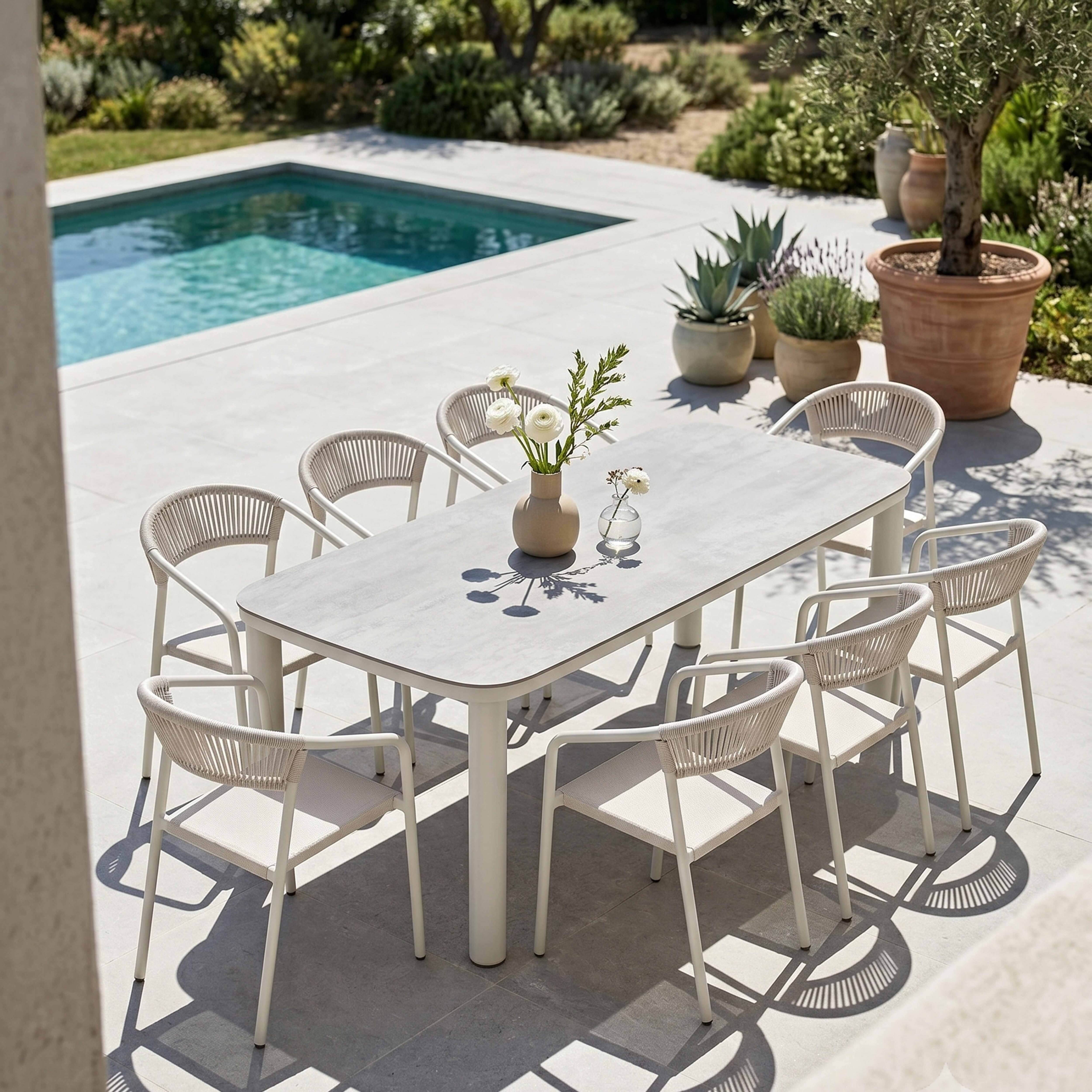 Oviala - Table de jardin structure en aluminium 8 personnes L213x90cm beige Nocera - Oviala - Image 3