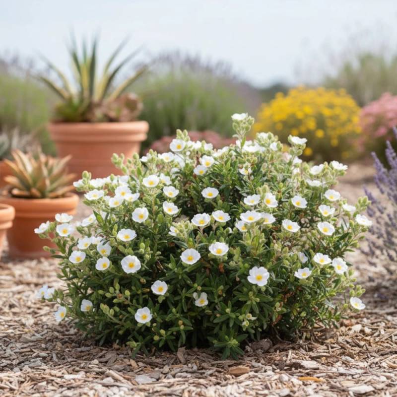 Ciste compact, Cistus à fleurs Blanche/ - feuillage Persistant - Godet - 5/20 cm - Imagen 1