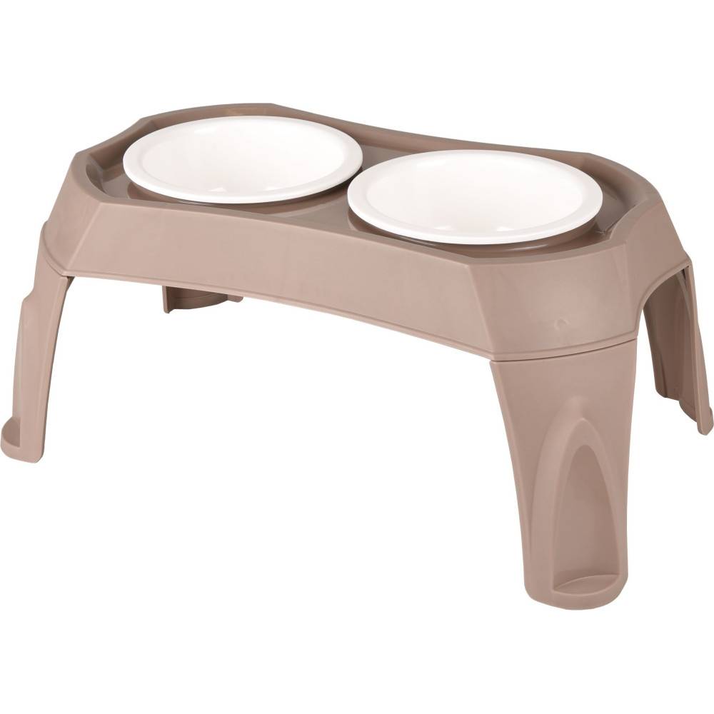 Gamelle double sur pieds MANGI taupe 2 x 675 ml pour chien - Image 3