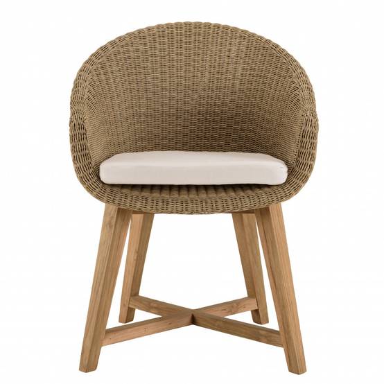 KALLY - Lot de 2 fauteuils jardin rotin synthétique et coussin pieds croisés - Image 4