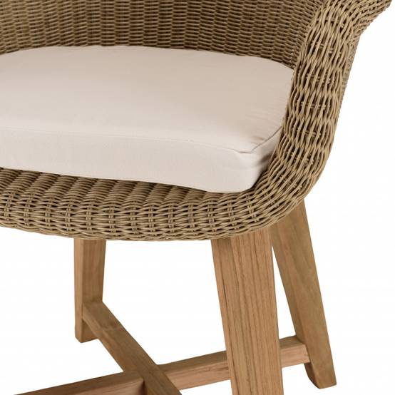 KALLY - Lot de 2 fauteuils jardin rotin synthétique et coussin pieds croisés - Image 8
