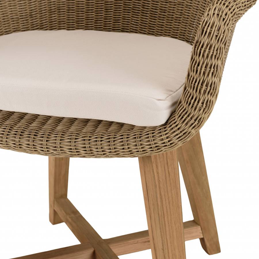 KALLY - Lot de 2 fauteuils jardin rotin synthétique et coussin pieds croisés - Image 8
