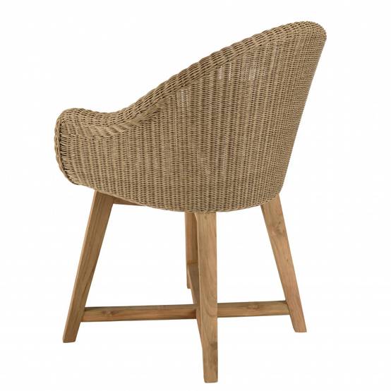KALLY - Lot de 2 fauteuils jardin rotin synthétique et coussin pieds croisés - Image 9