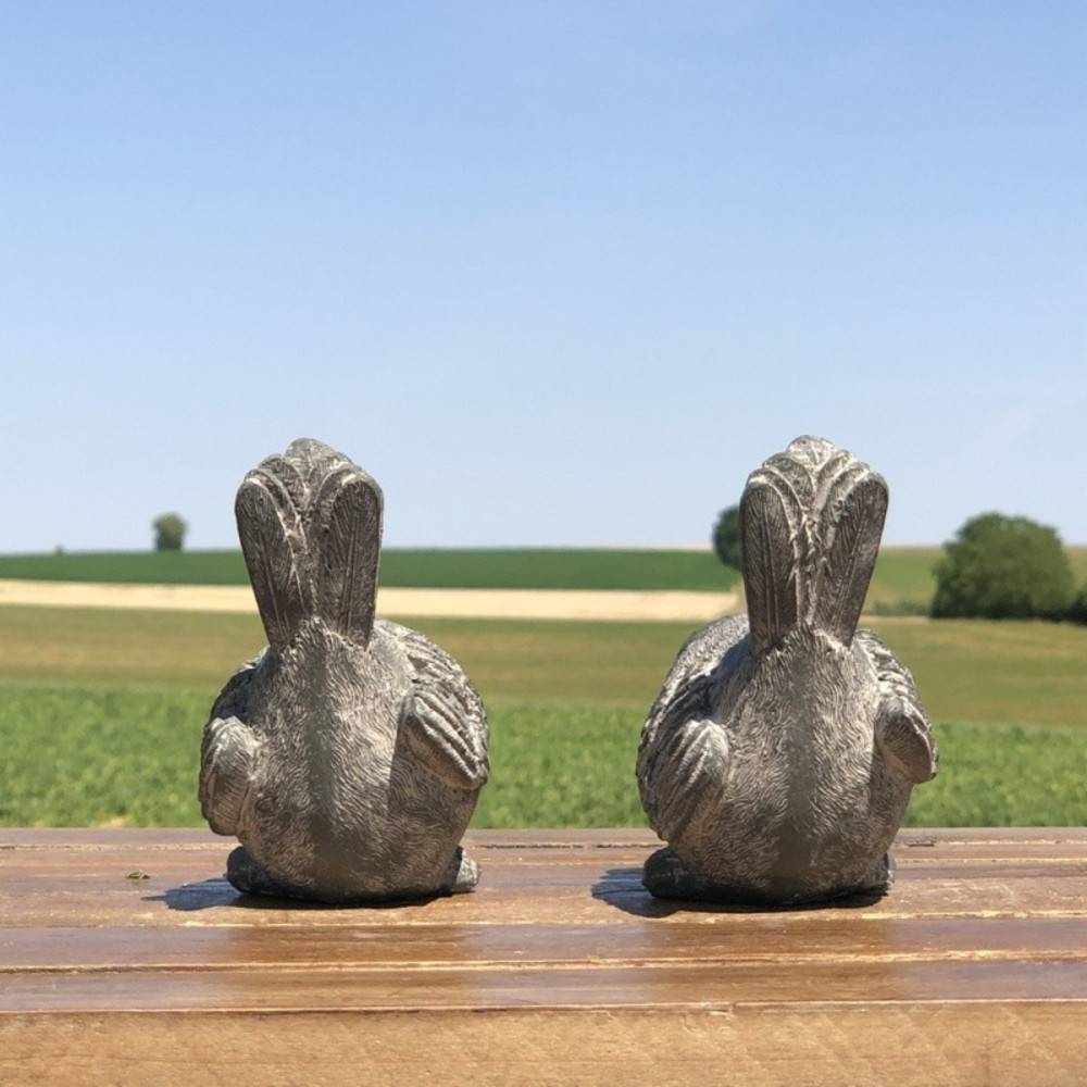 Chemin De Campagne - Set de 2 oiseaux en résine gris 13 x 7 x 8 cm Chemin de campagne - Imagen 4