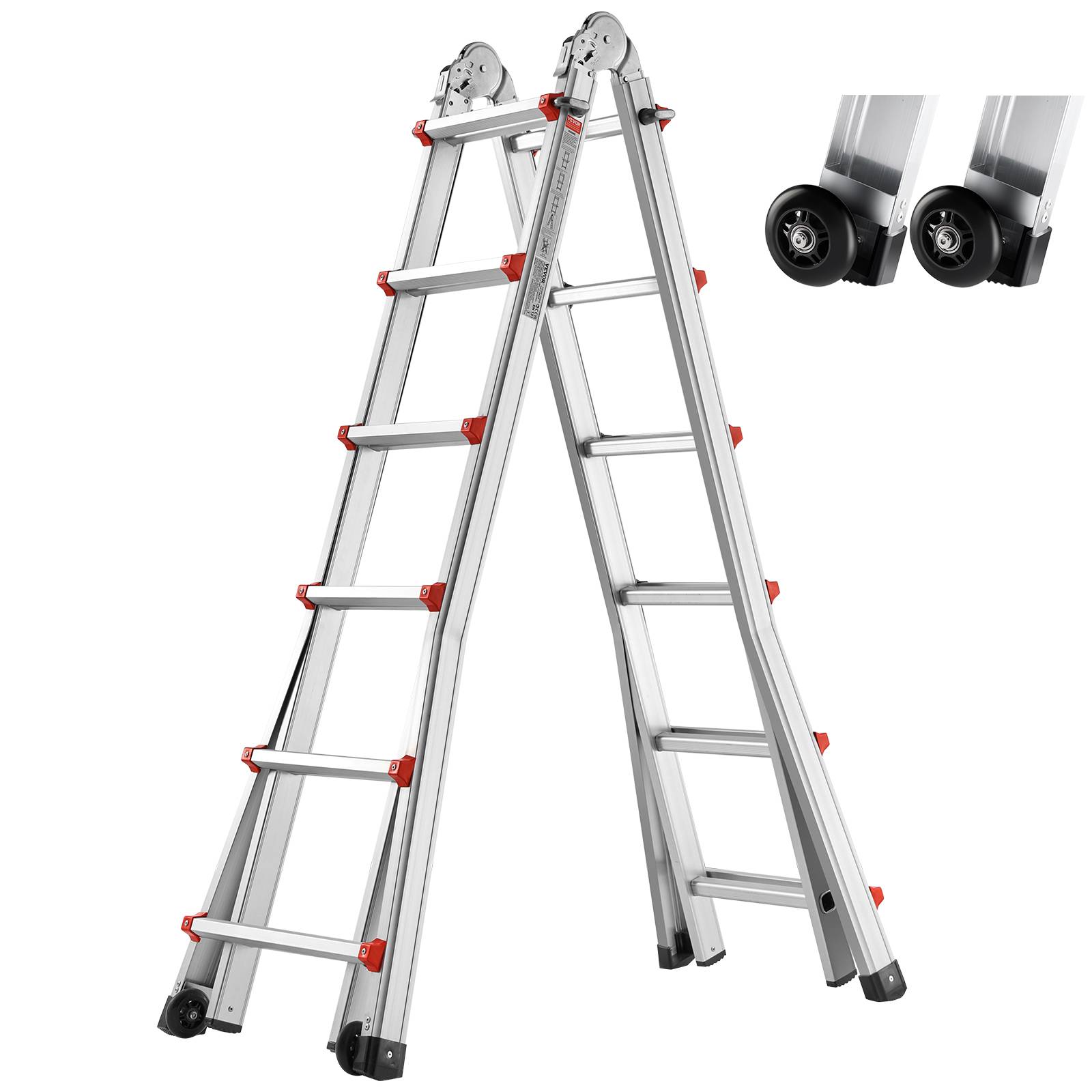 VEVOR Échelle télescopique A 20', alu, pliable, charge 330lb, int/ext, camping-car - Image 1