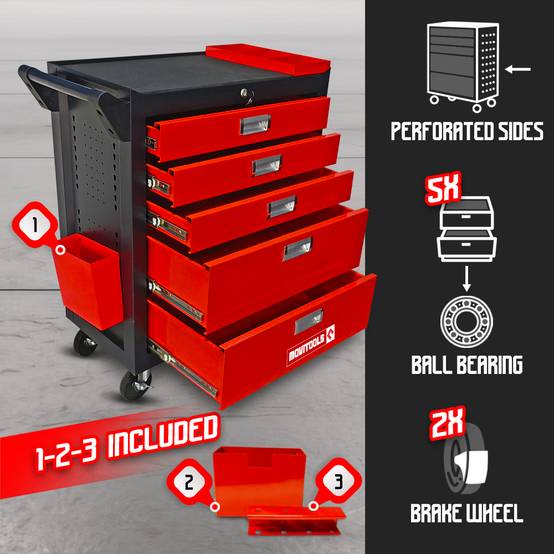 Servante d'atelier 5 tiroirs + accessoires - Movitools - Image 2