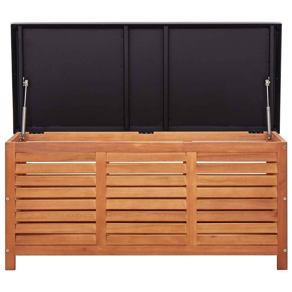 Coffre de rangement de jardin bois d'eucalyptus et métal marron et noir 117 x 50 x 55 cm - PANGIVO - Image 5