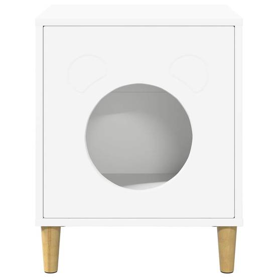Maison pour chat bois d'ingénierie blanc 42.5 x 40 x 53 cm - PANGIVO - Image 5