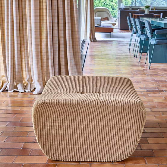 Pouf. repose-pieds pour chauffeuse Sokol velours côtelé beige foncé - Sokol | sweeek - Image 5