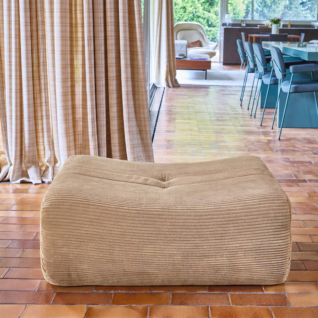 Pouf. repose-pieds pour chauffeuse Sokol velours côtelé beige foncé - Sokol | sweeek - Image 1