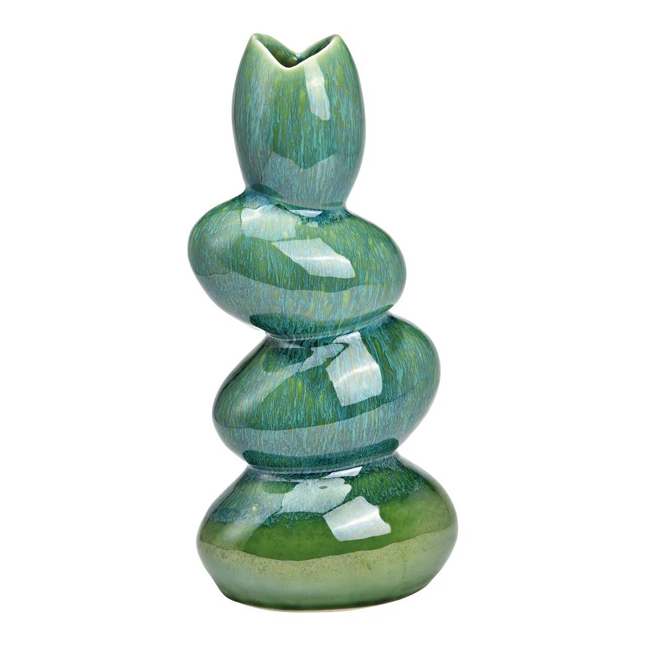 Eden - Vase en porcelaine sculptural vert 13x28x9cm