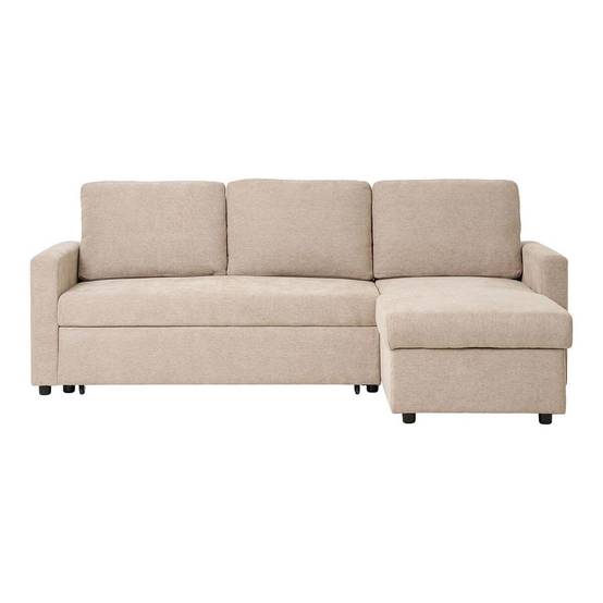 Canapé Convertible Méridienne-coffre Réversible en Tissu Beige - SAREK - Image 3