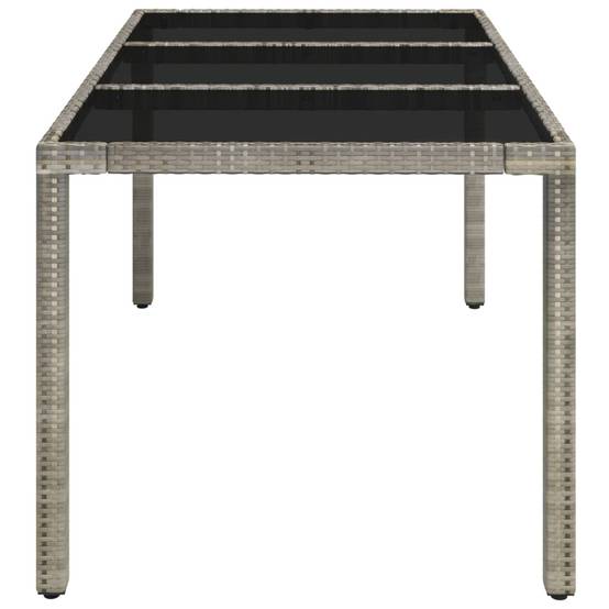 Table de jardin dessus en verre gris résine tressée 150 x 90 x 75 cm - PANGIVO - Image 4