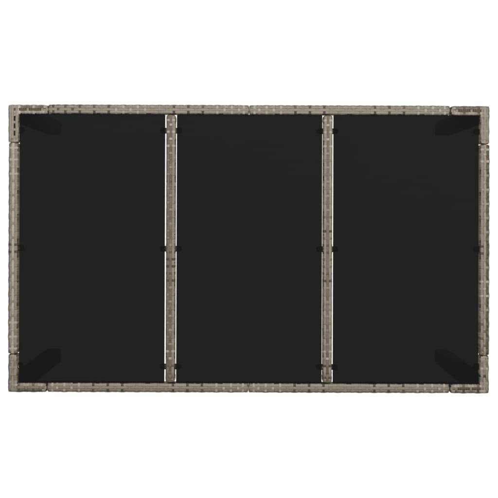 Table de jardin dessus en verre gris résine tressée 150 x 90 x 75 cm - PANGIVO - Image 5