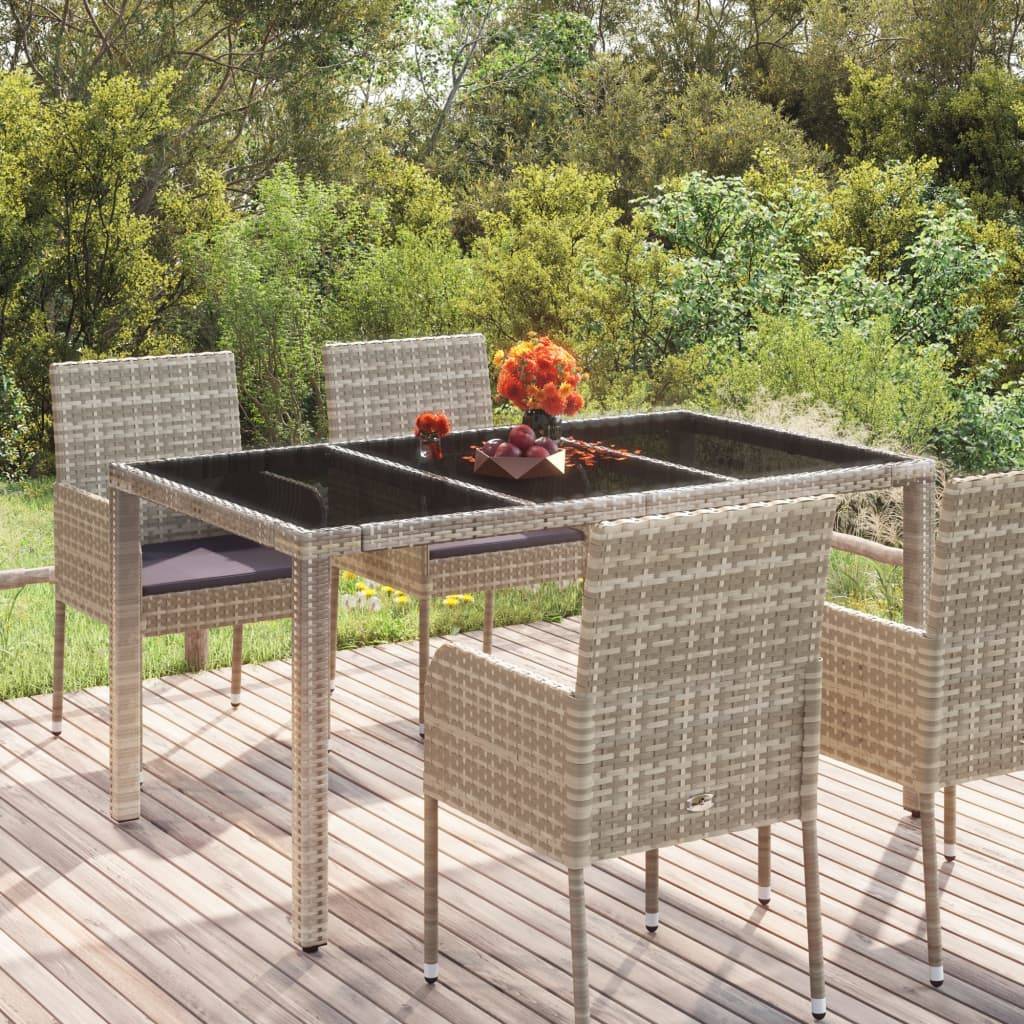 Table de jardin dessus en verre gris résine tressée 150 x 90 x 75 cm - PANGIVO - Image 1