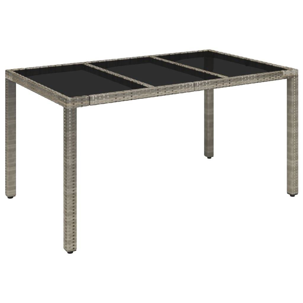 Table de jardin dessus en verre gris résine tressée 150 x 90 x 75 cm - PANGIVO - Image 2