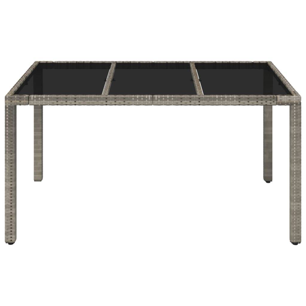 Table de jardin dessus en verre gris résine tressée 150 x 90 x 75 cm - PANGIVO - Image 3