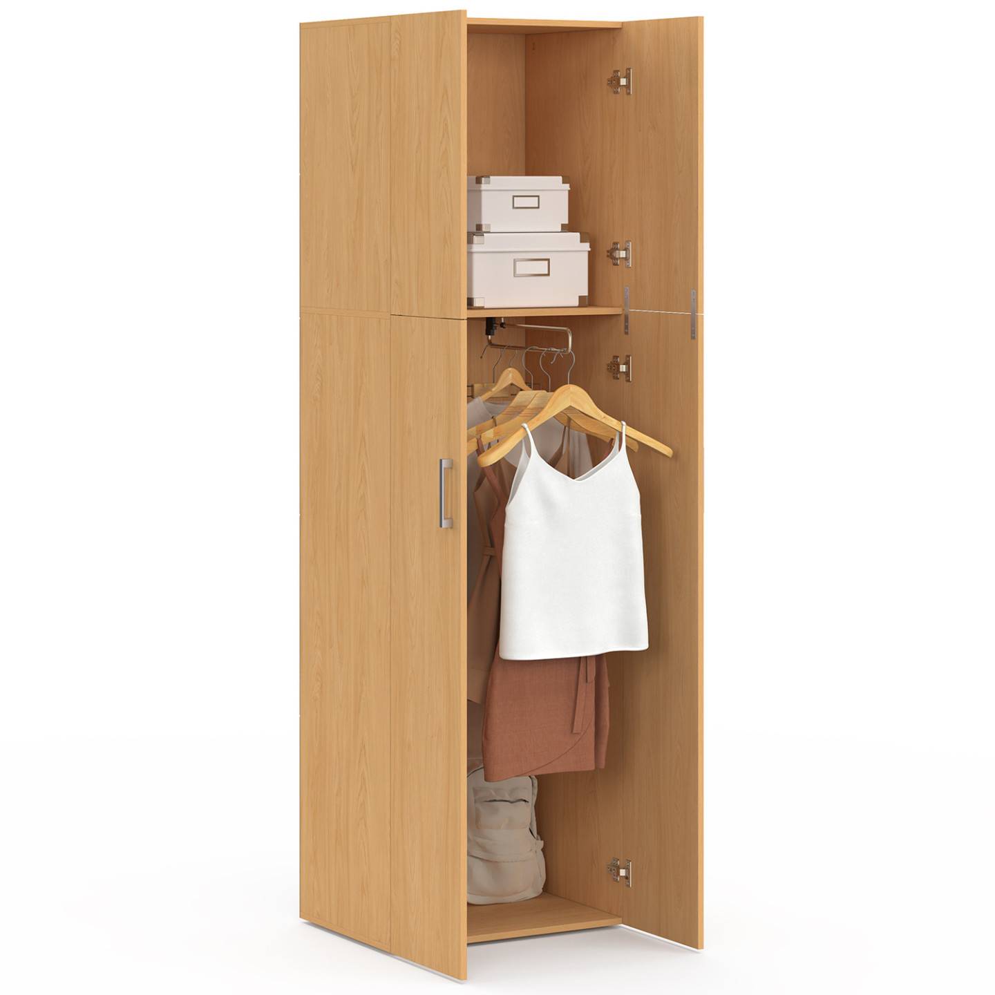 Armoire 2 portes JULIANA bois penderie 50 cm avec étagère - Image 3