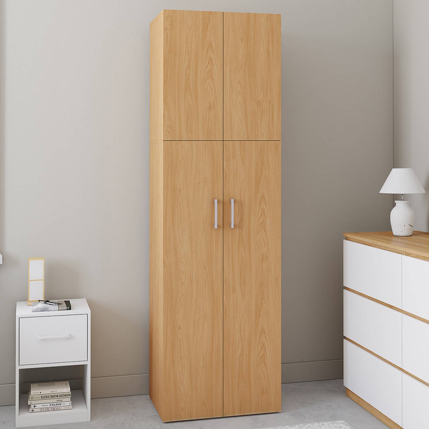 Armoire 2 portes JULIANA bois penderie 50 cm avec étagère - Image 1
