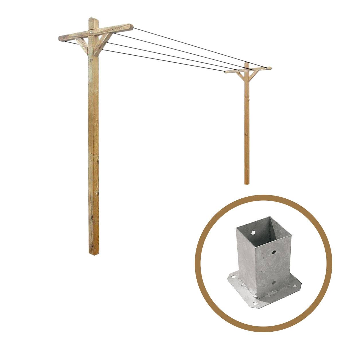 Kit étendoir à linge extérieur Séville + 2 supports à fixer - Cémonjardin - Imagen 1